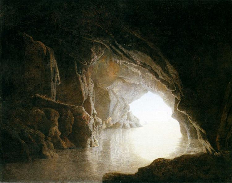 painting of a cavern leading out to sea
